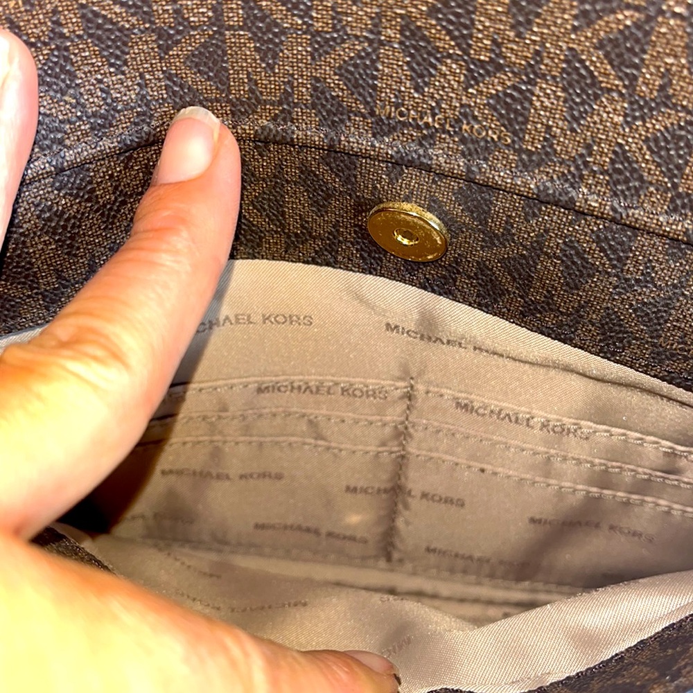 Michael Kors Brown and Tan Monogram Tote Shoulder Bag - Picture 6 of 11